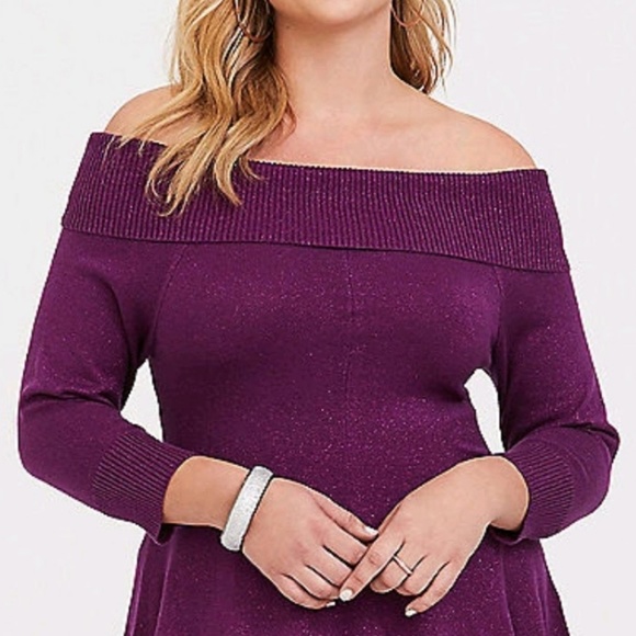 SPARKLING GRAPE 🍇 OFF SHOULDER KNIT DRESS 🍇 NWT - Picture 3 of 8